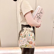 小蘿蔔頭束口水桶帆布包-粉紅花花 束口包 側背包 斜背包 手提包
