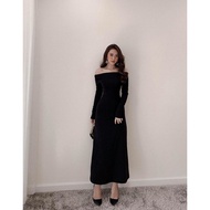 [High-Class Designer] Cut Out Low-Shoulder Body Dress In Black