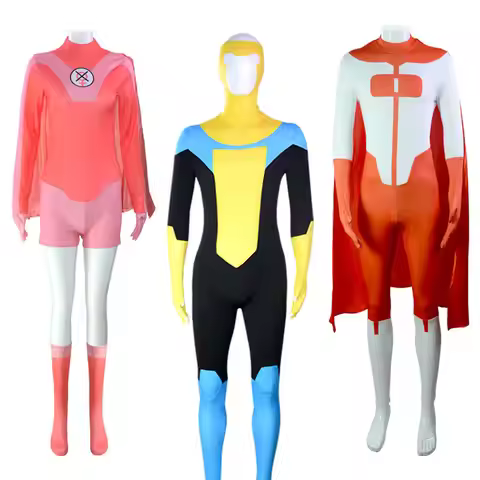 Anime Invincible Mark Grayson Jumpsuit Cloak Superhero Cosplay Omni-man Costume Atom Eve Cos Bodysui