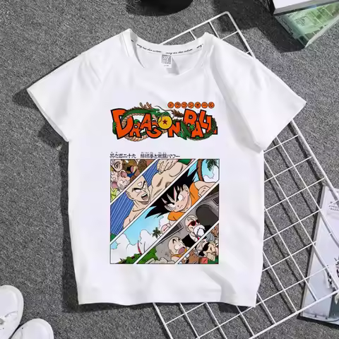 2026 Latest Dragon Ball Cartoon Printed Thin T-shirt Short-sleeved Boys' All-match Half-sleeved Pari