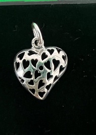 Silver thai จี้เงินแท้ 925 หัวใจดวงเล็กๆ งานทำมือ 925 sterling silver pendant small heart handmade.ใส่แล้วไม่แพ้  พร้อมส่ง