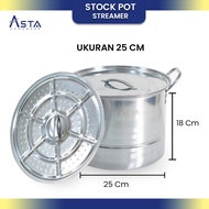 Asta Panci Dandang Kukus Stainless Steel Stock Pot Steamer Tebal