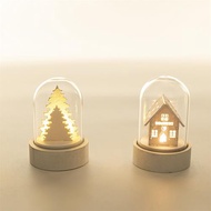 歐式圣誕裝飾品發光木屋圣誕節裝飾擺件房子木質小夜燈玻璃罩禮品