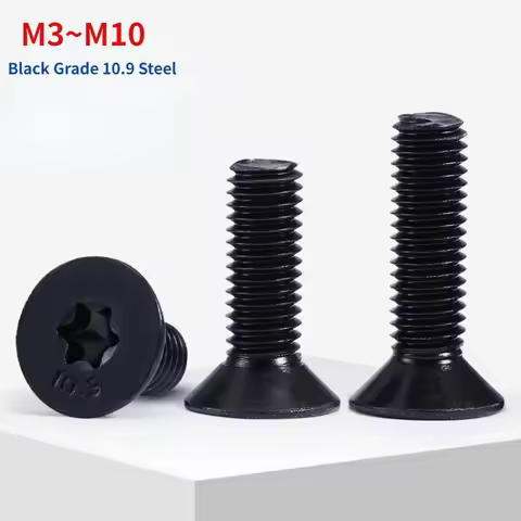 M3 M4 M5 M6 M8 M10 Black Grade 10.9 Steel GB2673 Six Lobe Bolt Six-lobe Torx Flat Countersunk Screw