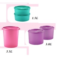 Tupperware Deco Canister full set 5pcs one touch OT Airtight Pink/Purple/Turquoise Level