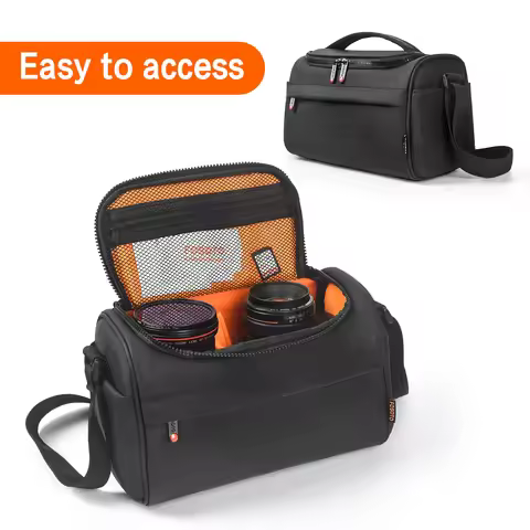 FOSOTO B750 DSLR Camera Bag Fashion Shoulder Crossbody Case Compatible with Waterproof Rain Cover fo