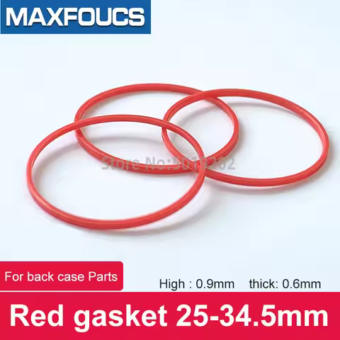 Red Gasket 0.6mm Thick 25-34.5mmO Ring Fits Watch Case Back For TISSOT 1853 Lelode Seastar PRX Repai