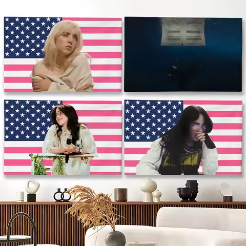Singer B-Billie E-Eilish flag Suitable For Party Club Outdoor Interior Wall Decoration Banner Fans G