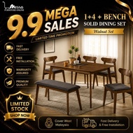 (SIAP PASANG)MESRA -  Meja Makan/ Solid Dining Set 1+4+Bench / Ready Stock + Fast shipping / 1+6 / 1