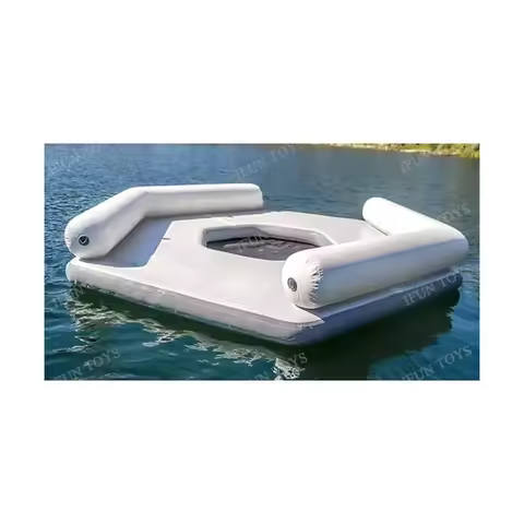 Giant Inflatable Floating Island Pool Lounge Water Amusement Equipment Air Cushion Bar For Lazy Rive