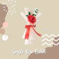 Buket Bunga Flanel Mawar Single Rose