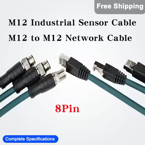 M12 8Pin X-Code to RJ45 Cat6A Ethernet Cable - 10Gbps Gigabit Data Transmission, Shielded Industrial