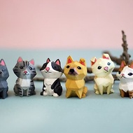 台灣米克斯犬貓小木雕擺飾－6款1套優惠組