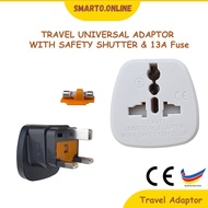 Universal 13A Fuse UK Travel Plug Converter Adaptor (Black/ White) 13A Fuse Travel Adaptor Multi Soc