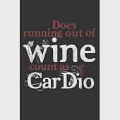 Does Running Out Of Wine Count As Cardio: Notebook A5 Size, 6x9 inches, 120 lined Pages, Wine Winemaker Wine Festival Vineyard White Red Winery