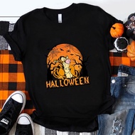 SARA Funny Tigger Afraid of Halloween Print T Shirt Women Black Fashion Trend Disney Tops S