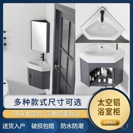 New🍊QM Bathroom Alumimum Wash Basin Triangle Sink Combination Corner Bathroom Cabinet Small Apartment Mini Wall-Mounted