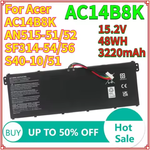 AC14B8K Battery For Acer Nitro 5 AN515 AN515-52 AN515-53 Aspire R3-131T ES1-111 V3-111 AC14B3K AC14B