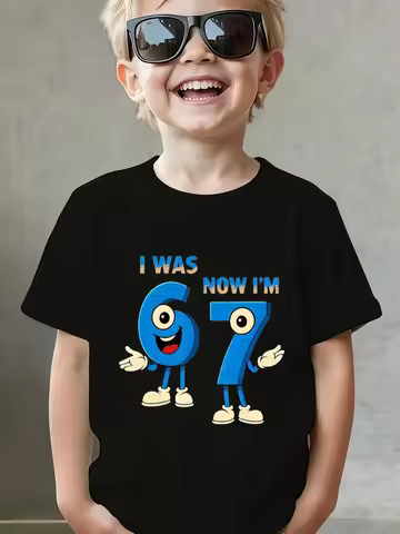 I Was 6 Now I Am Seven Print T Shirt Fun Italian Brainrot Six Seven Trend Shirt Boy Girl Short Sleev