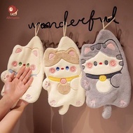 abongsea Cartoon Cat Hand Towel Kawaii Hand Wipe Cleaning Cloth For Kitchen Bathroom Hanging Towel S