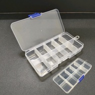 「DRM」Small Stronge Mini Box 10 Slots / Compartments Adjustable Organiser Plastic Case Tool