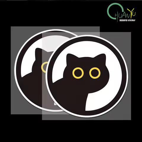 Car sticker black kitten pet circle cute personality creative electric car body sticker decoration w