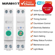 For TUYA 63A WiFi/Zigbee MCB Smart Circuit Breaker Over Current Under Voltage Protection Power Meter