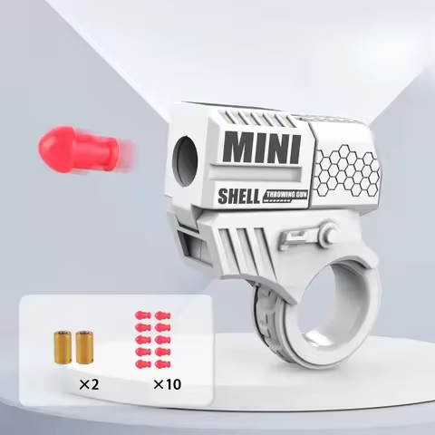 Shell-Ejecting Mini Ring Gun: Adult Fidget Hand Spinner Equipped with 2 Shell Casings & 10 Bullets -