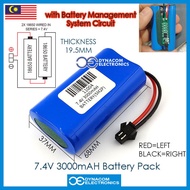 7.4V 3000mAH 18650 Rechargeable Li-ion Battery [Bateri Li-ion Boleh dicas Semula ]