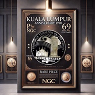 1990 Malaysia 25 Ringgit Silver Coin – Kuala Lumpur Anniversary | NGC Graded PF69 Ultra Cameo | Rare