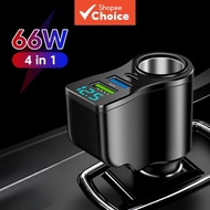 66W Car Charger USB/Type C Car Charger Data Display Multi-functional Dual USB Mobile Phone Charger