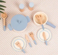 ไม้ธรรมชาติผักและผลไม้ Cook Play House จําลองสีของเล่นก่อนวัยเรียนของเล่นเครื่องครัวความรู้ความเข้าใ