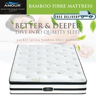 AMOUR® BAMBOO FIBER NATURE COOLING 12 INCH QUEEN SIZE/KING SIZE POCKET SPRING MATTRESS / FREE DELIVERY