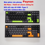 Paynan silent noise-canceling office keyboard 98 keys with monochrome background led - rainbow keyca