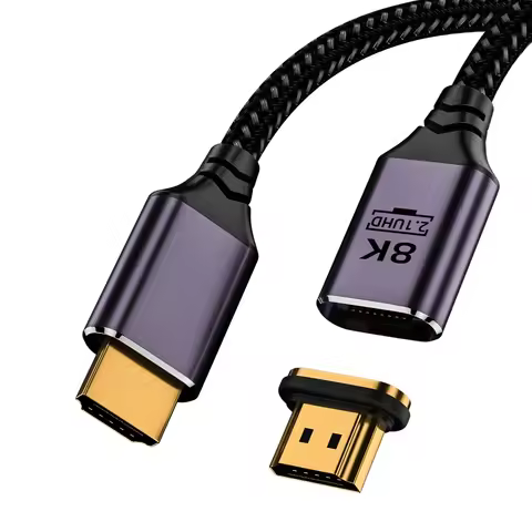 8K@60Hz Display Cable with 19-Pin Magnetic Connector UHD2.1 48Gbps ARC 3D HDR Adapter Braid Cord for