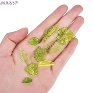 BARR1YP 30pcs Green Transparent Leaf Shape Beads, Leaf Shape Transparent Green Acrylic Leaf Beads, H