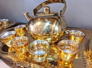 Teko Arab 1set stainless stell warna GOLD 2liter