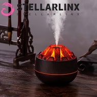 STELLARLINX Powered Charcoal Humidifier, with Night Light 300ml Capacity Flame Wood Grain Humidifier