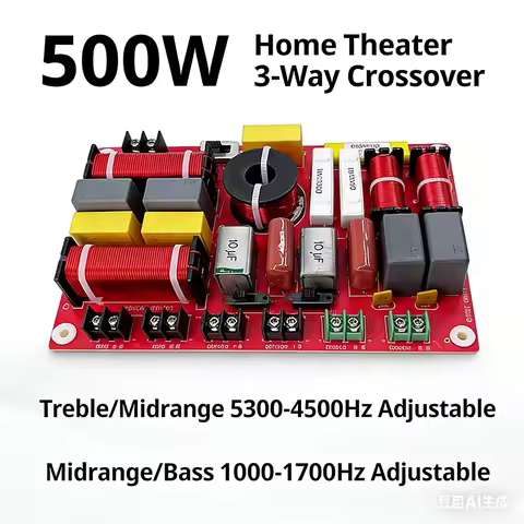 500W 6-Way Pro Audio Crossover Dual Adjustable Frequency Divider 4500–5300Hz & 1000–1700Hz Tunable C