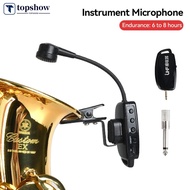 TOPSHOW UHF Wireless Saxophone Microphone System Clips over Instrument Receiver Transmitter Trumpet Trombone French Horn M3O3