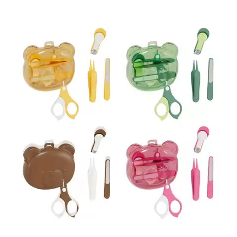 Portable Baby Manicure Set Includes Soft Edged Nails Care Tools and Bear Storage Case Portable Organ