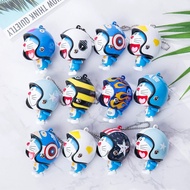 Japan Anime Doraemon Keychains Figurine Doll With Helmet Cartoon Pendant