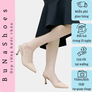 Buna Shoes Pointed Toe Leather High Heels - 5p 7p 9p High Heels - Matte Pointed Min