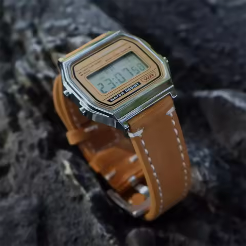 Quick Release Vintage Frosted Leather strap For Casio A158 A168 F-91W F-108 AE-1200 AE-1300 Replacem