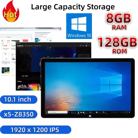 8GB RAM 128GB ROM 10.1" Windows 10 Tablet PC 64bit Intel Atom x5-Z8350 1920 x 1200 IPS Dual Camear 5