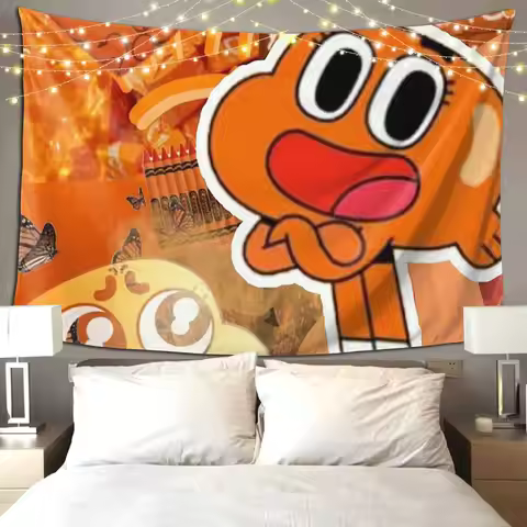 Darwin Watterson The Amazing World Of Gumball Anime Tapestry Art Wall Hanging Aesthetic Home Decor T