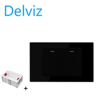 DELVIZ 120 wall light switch 2 on 2 way single control double control switch glass switch. Thai swi