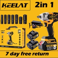 KEELAT 2 In 1 Cordless Electric Impact Wrench Gun Driver Screwdriver  Torque Impact Battery Drill Milwaukee 1/4" 1/2"