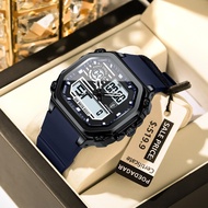 POEDAGAR Sports Square Men Watch LED Alarm Waterproof Luminous Chronograph Men's Watches Silicone El