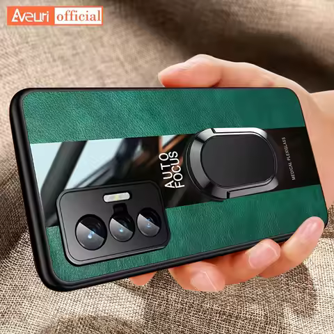 Ring Holder Leather Case For Vivo X80 X50 X60 X70 Pro Plus Back Cover Luxury Phone Case For Vivo X N